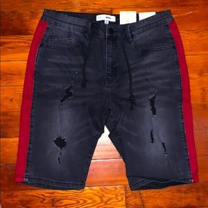 Dark Denim Short with Red Stripe